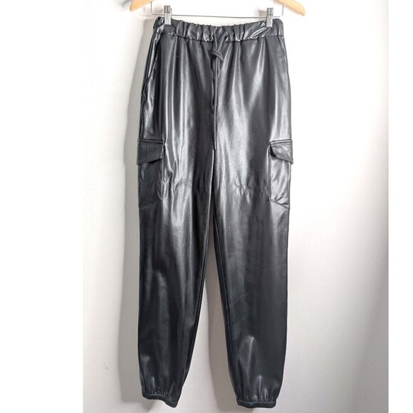 Lovers + Friends Faux Leather Jogger Pants Elastic Waist Capsule Wardrobe - Picture 5 of 15